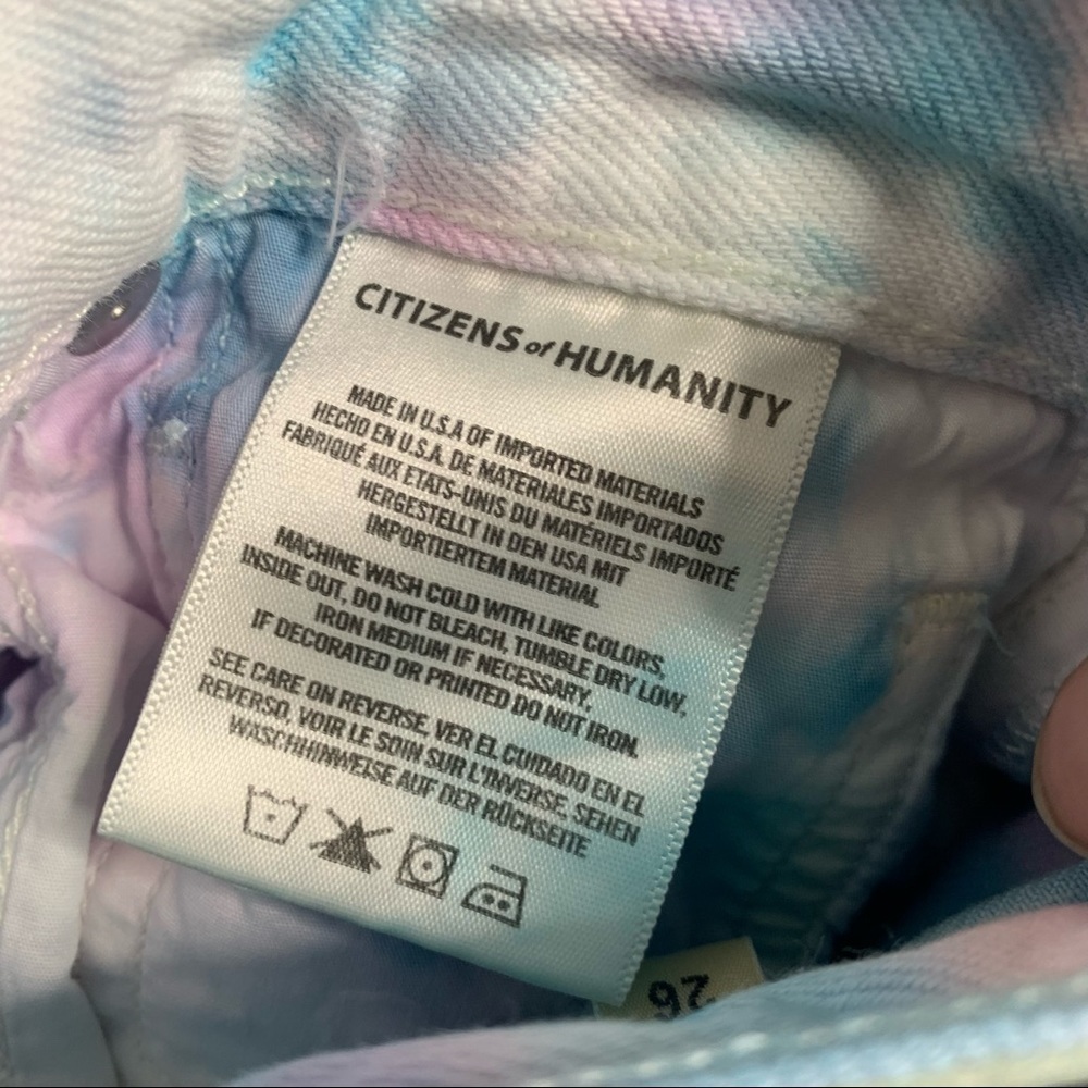 Citizens Of Humanity Custom Tie Dye Scalloped Hem High Rise Denim Shorts - Picture 9 of 14
